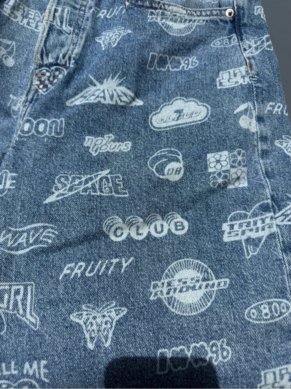 Women’s Blue Graphic Print Jeans - Picture 3 of 3